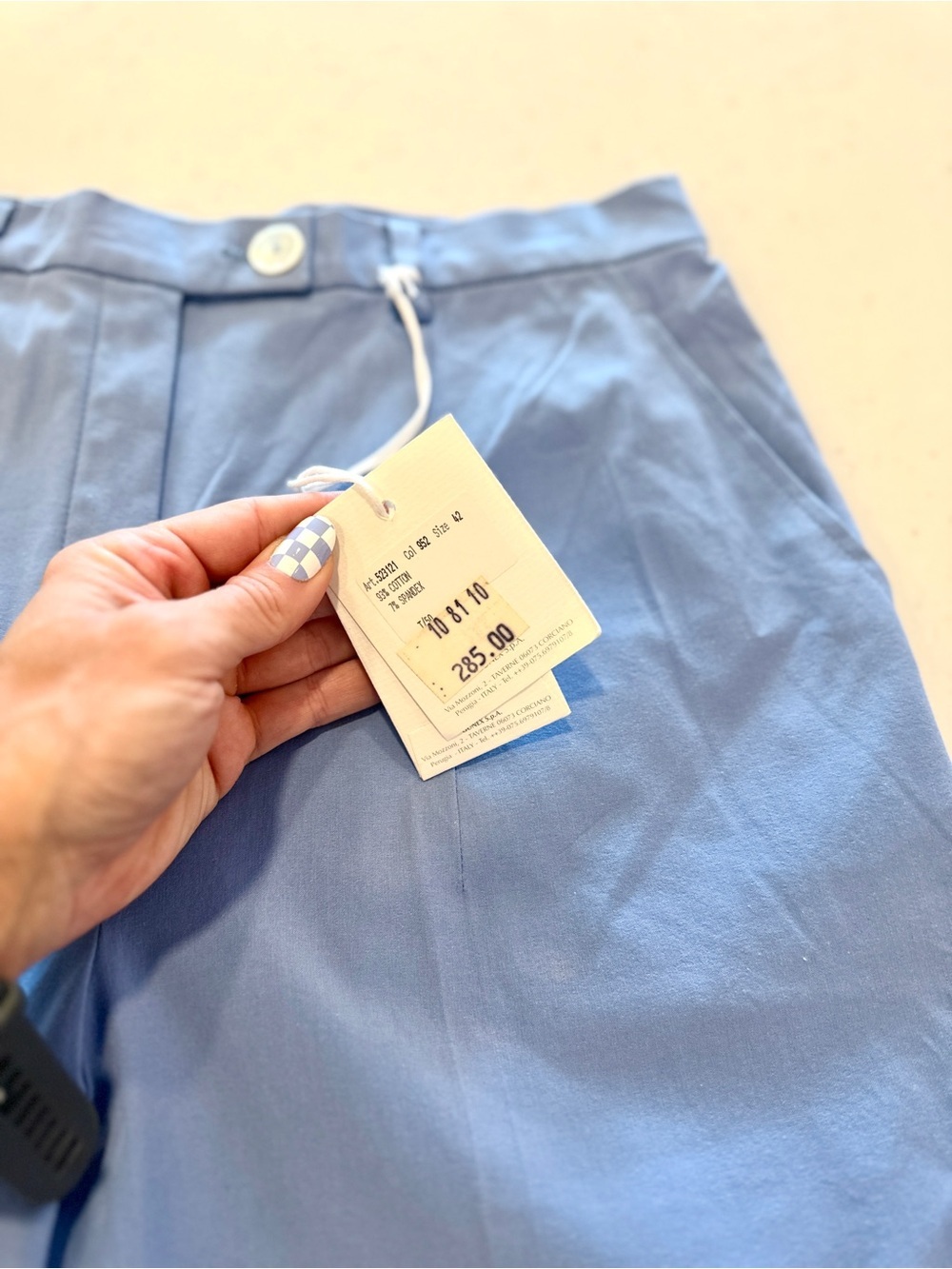 NWT Gunex Cotton Tailored Trousers Blue Size 6 Italian Made Designer Premium - Picture 3 of 8